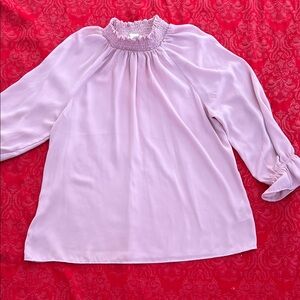 Cooper & Ella Elegant Pink Sheer Women's Top w/Ruffle Sleeves M
